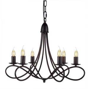 Dark Bronze Farmhouse Chandelier Dining Room Kitchen Island Ceiling Candle Light - Picture 1 of 8
