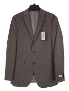 Kenneth Cole Reaction Men's Slim-Fit Stretch Suit Jacket Tan Brown Plaid 40L NWT - Picture 1 of 5