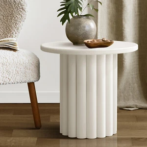 Oikiture Coffee Table Side End Tables Sofa Desk Bedside Nightstand Round White - Picture 1 of 10