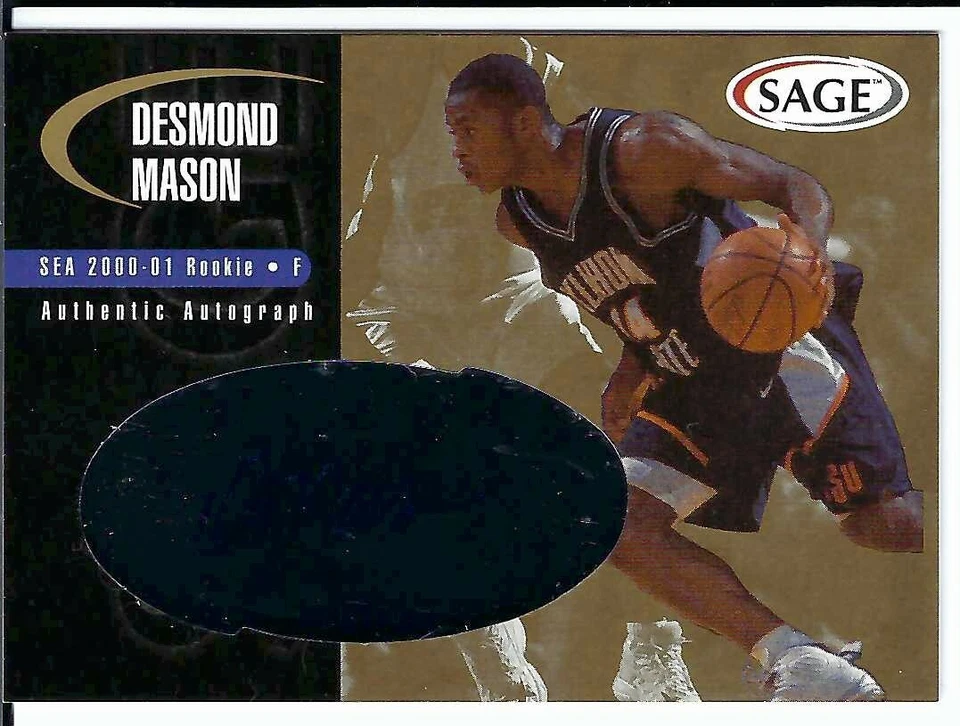 Sage Desmond Mason 2000 autógrafo dorado #/200 Oklahoma State OSU Foto 1 de 3