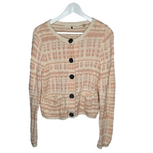 Anthropologie Knitted and Knotted Wool Boucle Cardigan Sweater Pink Small - Picture 1 of 6