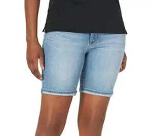 Bermudas de tiro medio Lee para mujer puño ajustable de mezclilla pantalones cortos azules talla 22 - Imagen 1 de 13