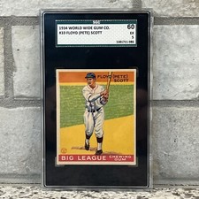 1934 World Wide Gum Big League Chewing Gum V354 Floyd Pete Scott #33 SGC 5