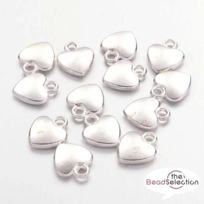 THEBEADSELECTION 20 Small Heart Charms Silver Plated Pendants 12mm Top Quality C91