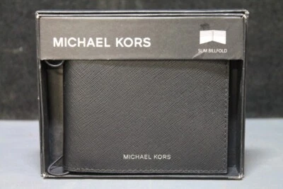 Cartera Andy Michael Kors Negra Para Hombre Delgada Doble Plegable Nueva Con Caja Foto 1 de 3