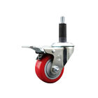 3 Inch Red Poly Swivel 1 Inch Expanding Stem Caster Total Lock Brake SCC