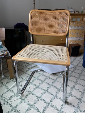 Vintage 90s Marcel Breuer Cesca-style Cantilever Chrome Cane Chair Cover