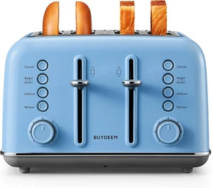 4-Slice Toaster, Extra Wide Slots, Retro Stainless Steel with High Lift Lever, - Picture 1 of 12