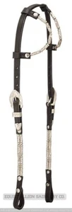 New Silver Tube Show Bridle - Headstall - Double Ear - Black Leather for Horse - Picture 1 of 1