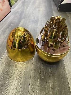 Christofle Paris, Mood Design Egg, With 24 Piece Gold Plated Cutlery • 39.99£