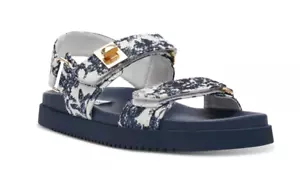 Sandalia para mujer Steve Madden Mona de forma plana en azul marino multi nueva en caja - Imagen 1 de 3