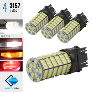 4x 3157 3156 Xenon 6000K White 120-SMD Chip LED Brake Stop Tail Light Bulbs - Foto 1 di 5