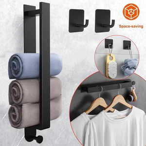 Handtuchhalter Schwarz zum Kleben 40cm Edelstahl Handtuch Leiste Stange Reling - Bild 1 von 17