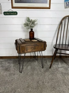 Vintage Military Crate Side Table Rustic Coffee Table Storage Box Reclaimed Army - Picture 1 of 10