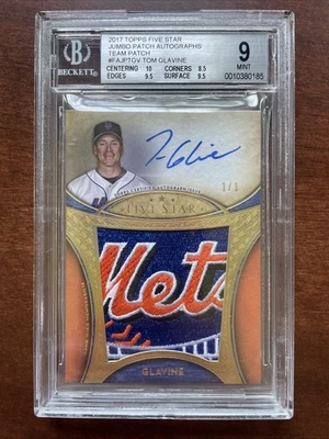 2017 Topps Five Star Tom Glavine Jumbo Autograph Patch 1/1 BGS 9 w/ 10 Auto - Image 1 of 2