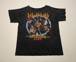 Vintage 90s Def Lepard 7 Day Weekend Tour T Shirt Tee Large Chopped Black 1993 - Picture 1 of 8