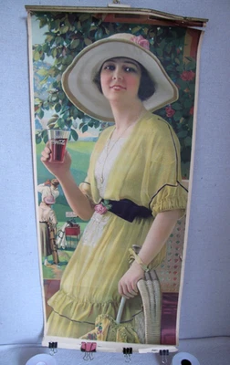 Antique Original 1920 Coca Cola Calendar Girl with Full Calendar Pad - Image 1 of 4