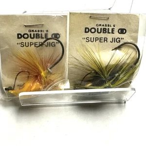 2 Vintage GRASSL'S DOUBLE OO Super Jigs River Falls WI Fishing Lures Tackle - Picture 1 of 1