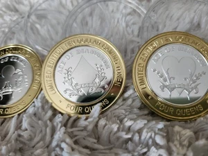 3 chip casinò SILVERSTRIKE limitati, asso di cuori, mazze, diamanti 4 regine co - Foto 1 di 7