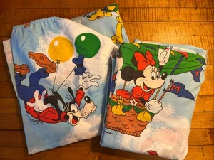 VTG Walt Disney Pacific Twin Size Flat & Fitted Sheets, Mickey Mouse & Friends - Picture 1 of 14