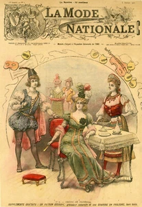 "LA MODE NATIONALE" Couverture originale entoilée 5/1/1901  GROUPE DE TRAVESTIS - Imagen 1 de 1