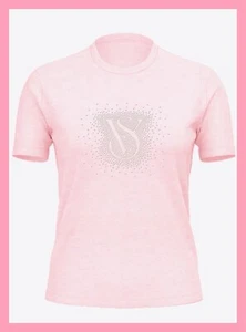 NEW Victoria's Secret Cotton Perfect Tee T-shirt VS Bling Logo Sleepshirt S - Picture 1 of 4