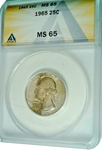 1965 25C  Washington  Quarter MS 65 ANACS Graded - Picture 1 of 5