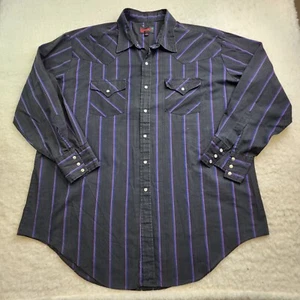 Laredo Button Down Shirt Mens 2XL Black Striped Pearl Snaps Country Western - Picture 1 of 7