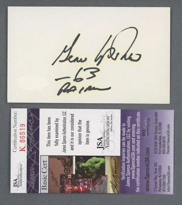Gene Upshaw HOFer Oakland Raiders Signed Index Card Auto with JSA Cert - Image 1 of 2