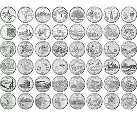 US 1999-2008 50 State Quarters Complete Set P/D Mixed Mint Mark 50 Coin Set Cover