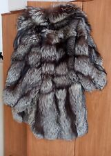 pelliccia volpe argentata cappotto 3/4 , nuova composta di pelli intere 
