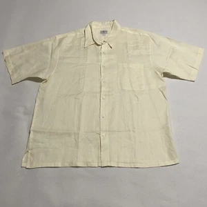 Linea Uomo Yellow 100% Linen Short Sleeve Button Up Shirt Mens XL - Picture 1 of 8