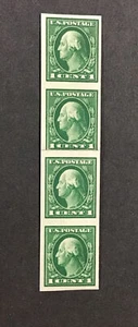 US 1912 XF MNH Sc#408V Pasteup Strip of 4, Washington 1c Imperf, (A) - Picture 1 of 2