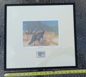 1983 National $5 Wild Turkey Federation Print & Stamp by L. LeBlanc Framed - Picture 1 of 8