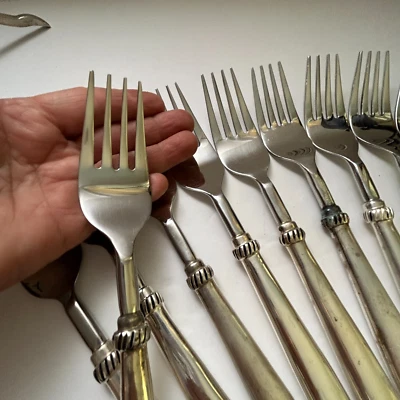 ONE Tenedor de Cena Pottery Barn Twist India Cubiertos de Acero Inoxidable y Plateado Foto 1 de 4