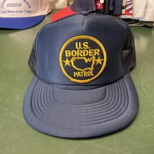 US BORDER PATROL 90s 80s Flat Vintage Trucker Snapback Hat Cap - Picture 1 of 11