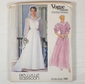 Vogue Designer Original Wedding Bridal Dress Sassoon Pattern 1024 Size 14 UC/FF - Picture 1 of 8