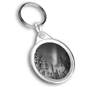 Keyring Circle - BW - Forest Northern Lights Solar System  #37630 - Picture 1 of 5