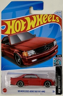 HOT WHEELS 2023 -'89 MERCEDES-BENZ 560 SEC AMG #82/250 - RED - HW MODIFIED -LONG - Image 1 of 2