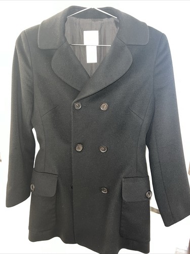 CELINE Cappotto Cashmere Nero Lana Cashmere Cappotto Pea Cappotto Giacca 38