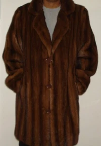 Men's AMERICAN FUR AWARD Mahogany Mink Fur Coat Size 44-46 FREE SHIP Excell Con - Picture 1 of 7