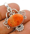 Natural Italian Coral 925 Solid Sterling Silver Pendant K7-9
