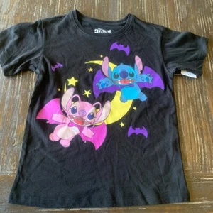 Size Small 6-6X Disney Lilo & Stitch Black Halloween T-Shirt Top Angel Stitch - Picture 1 of 4