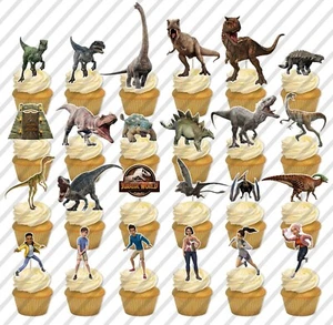24 Jurassic World Camp Cupcake Topper Favor Party Birthday - Picture 1 of 1