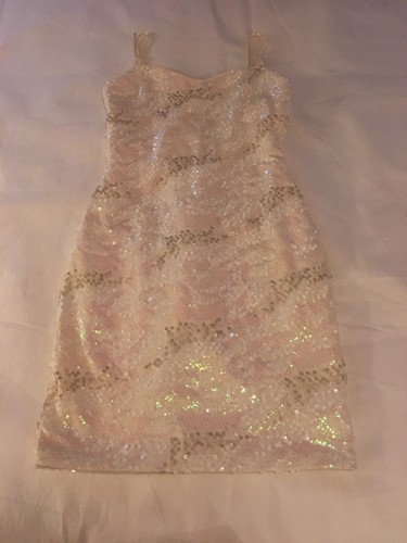 OFF WHITE Abito body taglia small Charlotte Russe tinta unita avorio bianco sporco completamente paillettes