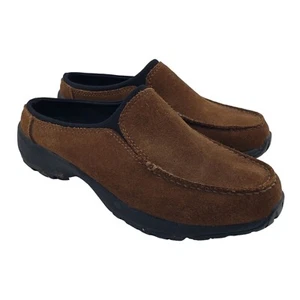 Lands End Suede Mules Slip On Shoes Brown Womens 8B Normcore Preppy Outdoor Comf - Picture 1 of 10