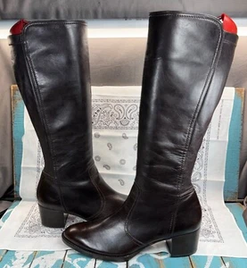 Paul Green Australia Selma Tall Leather Dark Brown Riding Boots Womans Sz 7 - Picture 1 of 12
