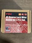 MNA 45 Degree Lock Miter Router Bit 3-Piece Set, for 1/2”, 3/4”, 1&#