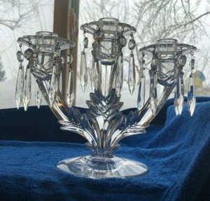 Duncan Miller # 14 Grandee Single Candelabra 3 Light W 3 Boeches & Prisms - Picture 1 of 3