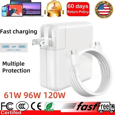 140W 96W 61W USB-C Adapter Laptop Charger For MacBook Pro Air 13'' 12'' iPad Pro - Image 1 of 4